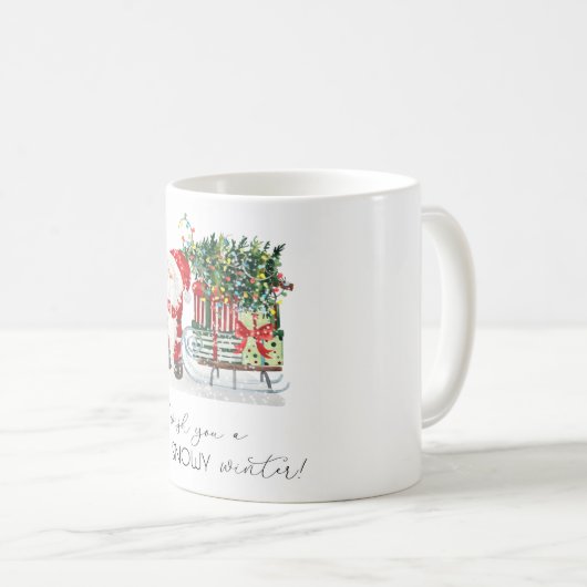 Niedlicher Weihnachtsmann, Schlitten, Geschenke Kaffeetasse (VorderseiteRechts)