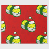 niedlicher Weihnachtsmann Sushi Santa Geschenkpapier (Flach)