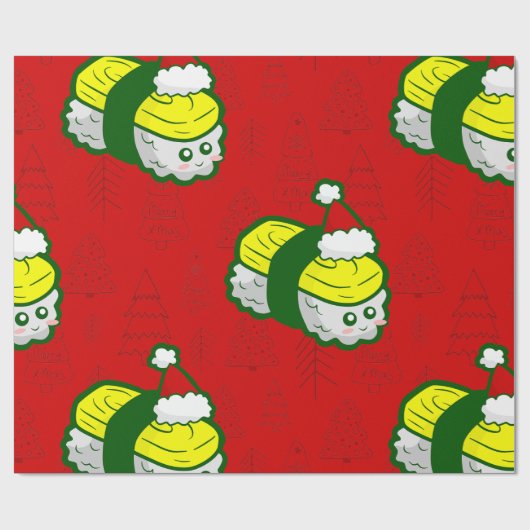 niedlicher Weihnachtsmann Sushi Santa Geschenkpapier (Flach)
