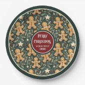 Niedlicher Weihnachtsmann tief grüne Teller (Vorderseite)