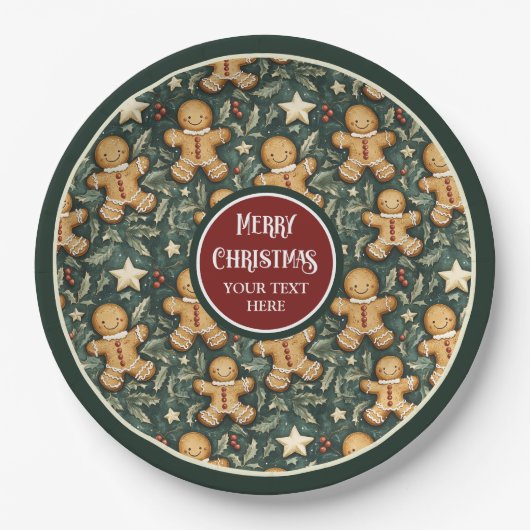 Niedlicher Weihnachtsmann tief grüne Teller (Vorderseite)