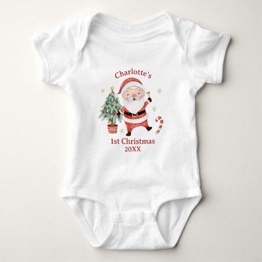 Niedlicher Weihnachtsmann Tree Candy Erste 1. Weih Baby Strampler (Vorderseite)