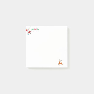 Niedlicher Weihnachtsmann und ein glücklicher Rent Post-it Klebezettel
