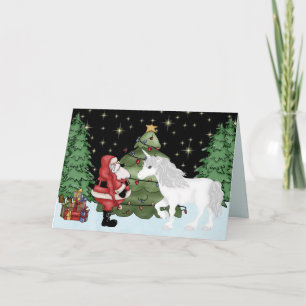 Niedlicher Weihnachtsmann und Einhorn Magische Wei Feiertagskarte