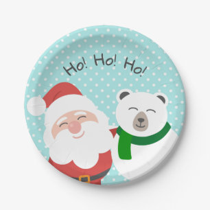 Niedlicher Weihnachtsmann und Eisbär Weihnachtsli Pappteller