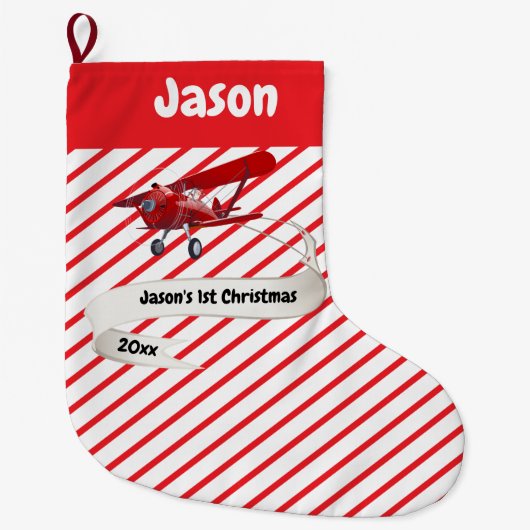 Niedlicher Weihnachtsmann und Flugzeug, Erste Weih Großer Weihnachtsstrumpf (Vorderseite)