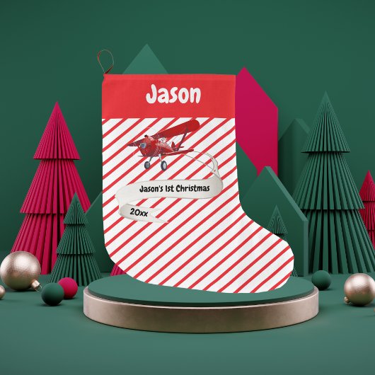 Niedlicher Weihnachtsmann und Flugzeug, Erste Weih Großer Weihnachtsstrumpf