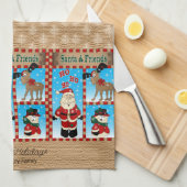 Niedlicher Weihnachtsmann und Freunde Geschirrtuch (Viertel Falte)