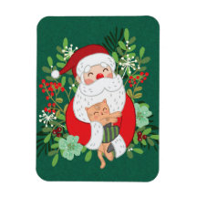 Niedlicher Weihnachtsmann und Katze