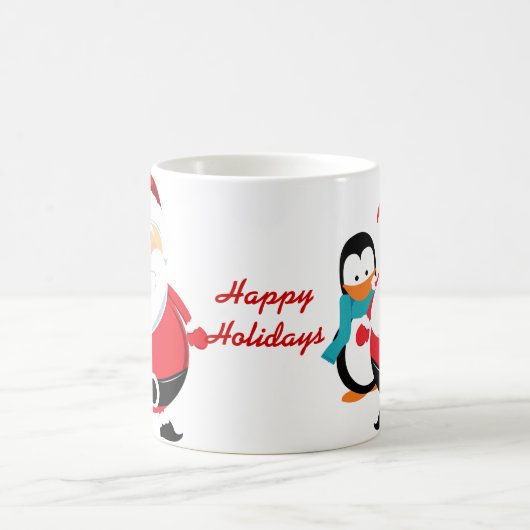Niedlicher Weihnachtsmann und Pinguin Kaffeetasse (Mittel)
