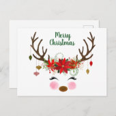 Niedlicher Weihnachtsmann und Poinsettia Postkarte (Vorne/Hinten)