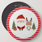 Niedlicher Weihnachtsmann und Reindeer Button (Vorne & Hinten)