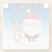 Niedlicher Weihnachtsmann und Reindeer Glasuntersetzer (Rückseite)