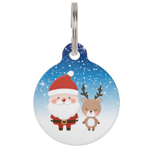 Niedlicher Weihnachtsmann und Reindeer Haustiermarke