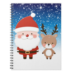 Niedlicher Weihnachtsmann und Reindeer Notizblock