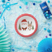 Niedlicher Weihnachtsmann und Reindeer Pappteller (Party)