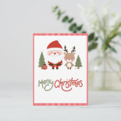 Niedlicher Weihnachtsmann und Reindeer Postkarte (Stehend Vorderseite)