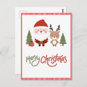 Niedlicher Weihnachtsmann und Reindeer Postkarte (Vorne/Hinten)