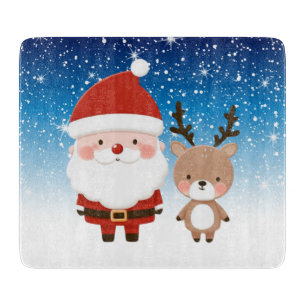 Niedlicher Weihnachtsmann und Reindeer Schneidebrett