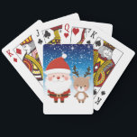 Niedlicher Weihnachtsmann und Reindeer Spielkarten<br><div class="desc">klassisch</div>