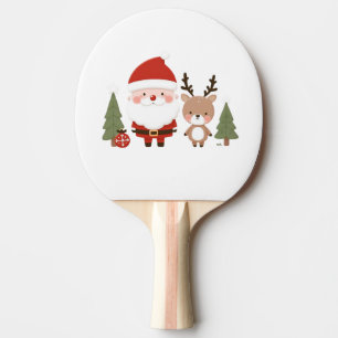 Niedlicher Weihnachtsmann und Reindeer Tischtennis Schläger