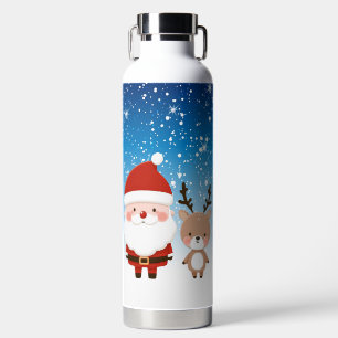 Niedlicher Weihnachtsmann und Reindeer Trinkflasche
