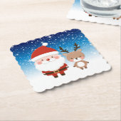 Niedlicher Weihnachtsmann und Reindeer Untersetzer (angewinkelt)