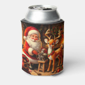 Niedlicher Weihnachtsmann und Rentier Dosenkühler (Kanne Rückseite)