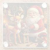 Niedlicher Weihnachtsmann und Rentier Glasuntersetzer (Rückseite)