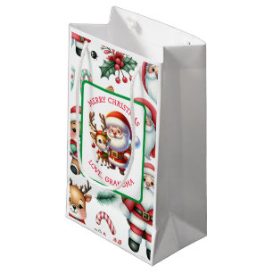 Niedlicher Weihnachtsmann und Rentier Personalisie Kleine Geschenktüte