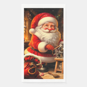 Niedlicher Weihnachtsmann und Rentier Serviette