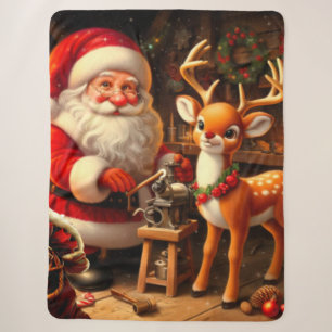 Niedlicher Weihnachtsmann und Rentier Sherpadecke