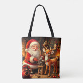 Niedlicher Weihnachtsmann und Rentier Tasche (Rückseite)