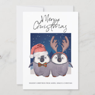 Niedlicher Weihnachtsmann und Rentier Weihnachtspe Feiertagskarte