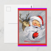 Niedlicher Weihnachtsmann und Rudolph Frohe Weihna Postkarte (Vorne/Hinten)