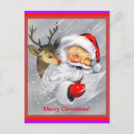 Niedlicher Weihnachtsmann und Rudolph Frohe Weihna Postkarte