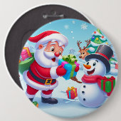 Niedlicher Weihnachtsmann und Schneemann Button (Vorne & Hinten)