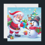 Niedlicher Weihnachtsmann und Schneemann Feiertagskarte<br><div class="desc">klassisch</div>