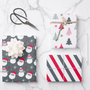 Niedlicher Weihnachtsmann und Schneemann Geschenkpapier Set