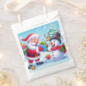 Niedlicher Weihnachtsmann und Schneemann Geschenktütchen (Ausgeschnitten)