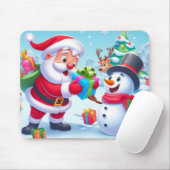Niedlicher Weihnachtsmann und Schneemann Mousepad (Mit Mouse)