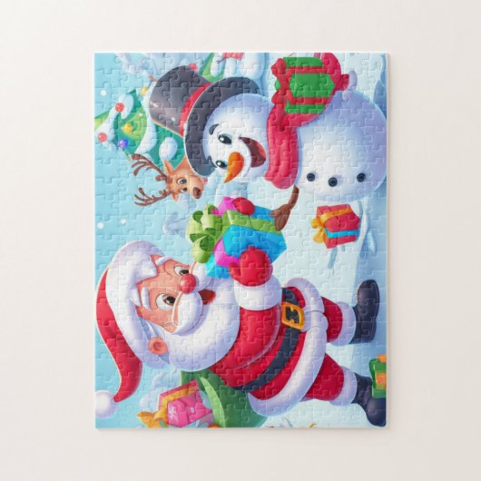 Niedlicher Weihnachtsmann und Schneemann Puzzle (Vertikal)