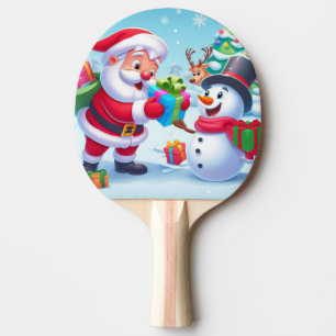 Niedlicher Weihnachtsmann und Schneemann Tischtennis Schläger