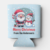 Niedlicher Weihnachtsmann und Schneemann Weihnacht Dosenkühler (Rückseite)