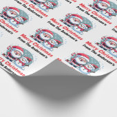 Niedlicher Weihnachtsmann und Schneemann Weihnacht Geschenkpapier (Ecke)
