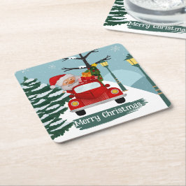 Niedlicher Weihnachtsmann-Untersetzer Rechteckiger Pappuntersetzer