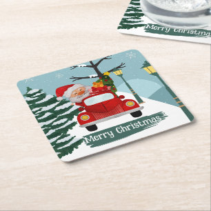 Niedlicher Weihnachtsmann-Untersetzer Rechteckiger Pappuntersetzer