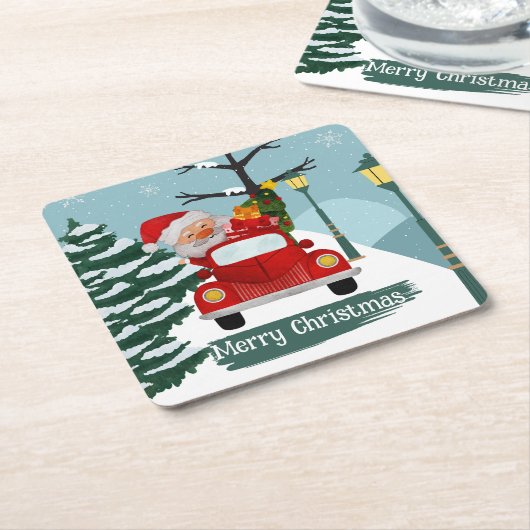 Niedlicher Weihnachtsmann-Untersetzer Rechteckiger Pappuntersetzer (angewinkelt)