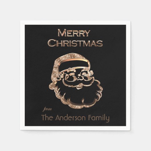 Niedlicher Weihnachtsmann Weihnachten Schwarz und  Serviette (Vorderseite)