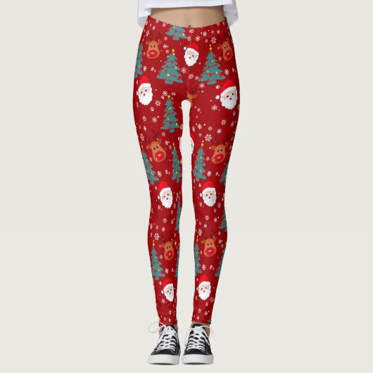 Niedlicher Weihnachtsmann | Weihnachtsfeiertagen Leggings (Vorderseite)